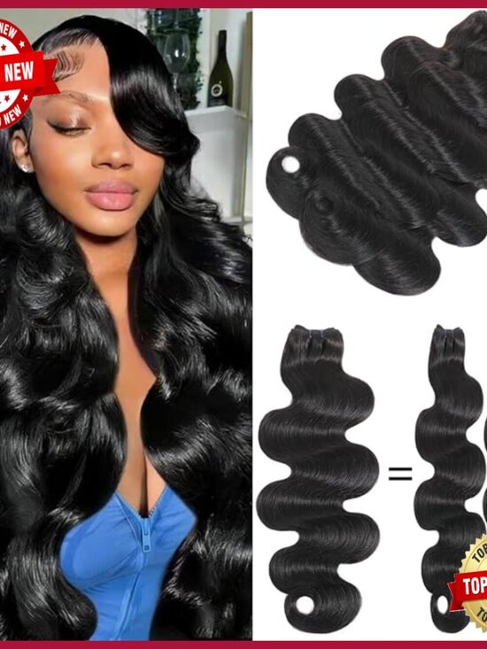 Virgin Human Hair Extensions 18-22 Inch Body Wave Bundles Double Weft main image 2